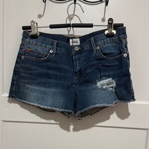 Hudson Jeans Dark Blue Distressed Cutoff Denim Shorts